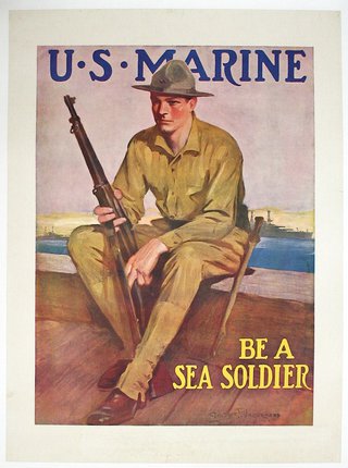 a poster of a soldier holding a rifle