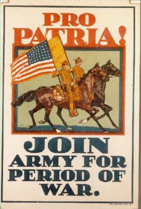 a poster with a flag and horses