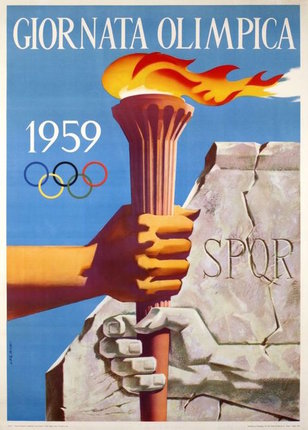 a poster of a hand holding a torch