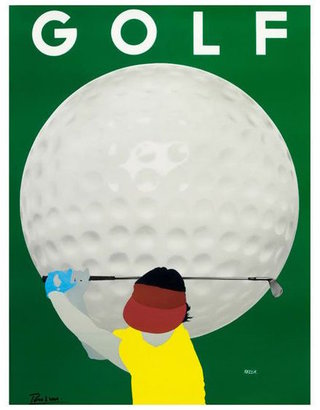 a poster of a man holding a golf club