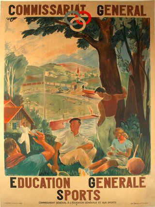 a poster of people sitting under a tree