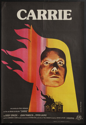 a poster with a person's face in flames