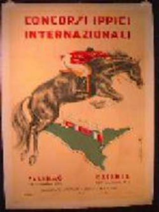 a poster with a horse and a map