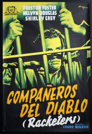 a poster with a man holding bars