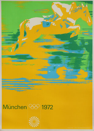 a poster of horse and rider jumping