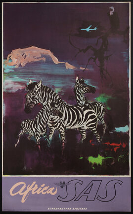 a poster of zebras in a field