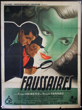 a movie poster with a woman looking through a magnifying glass