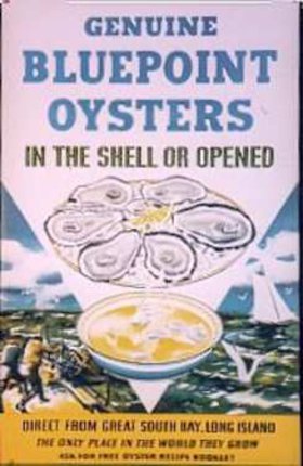 a poster of oysters and a bowl of soup