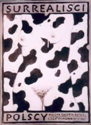 a woman's body covered in black and white spots