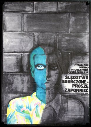 a poster of a man and a brick wall