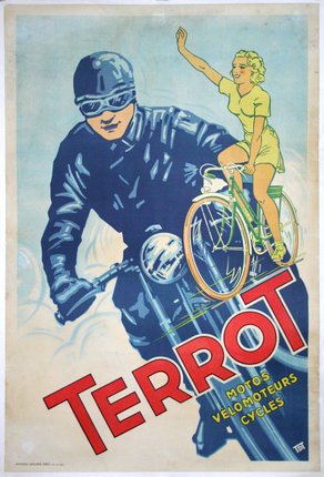 a poster of a man riding a bike