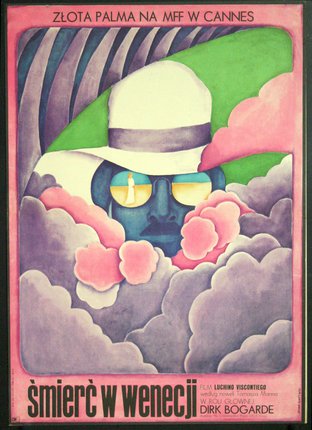 a painting of a man in the clouds