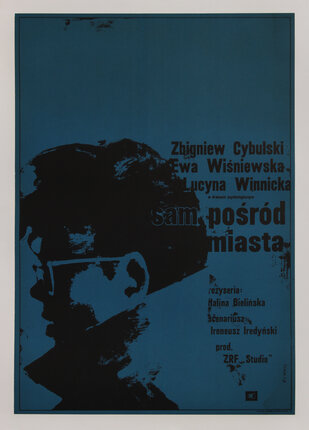 a poster of a man with glasses