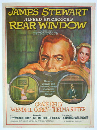 a movie poster of a man looking through binoculars
