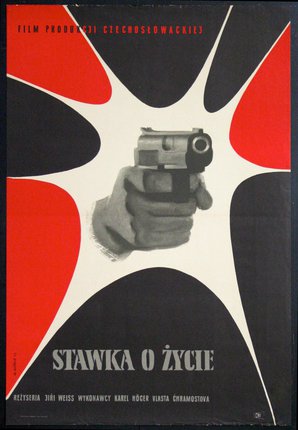 a poster with a hand holding a gun