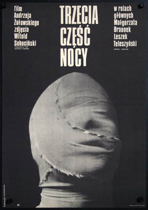 a poster with a head wrapped in fabric
