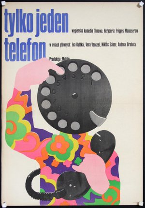 a poster with a person on a telephone