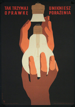 a poster of hands holding a light bulb