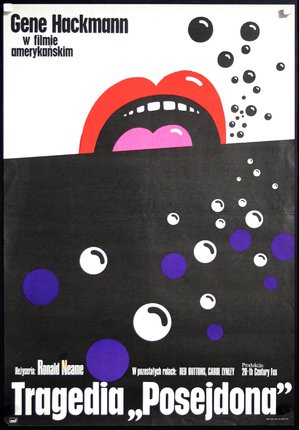 a poster with a mouth and bubbles