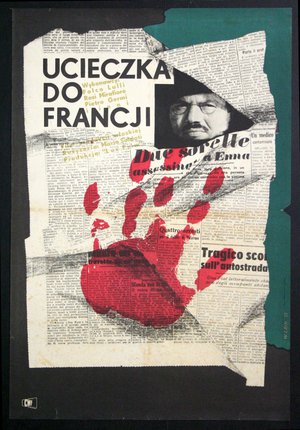 a poster with a handprint and a man's face
