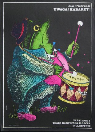 a frog playing a drum