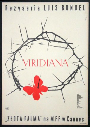 a poster of a butterfly and a crown of thorns