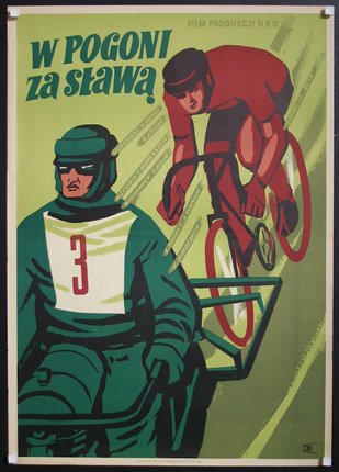 a poster of a cyclist on a bicycle