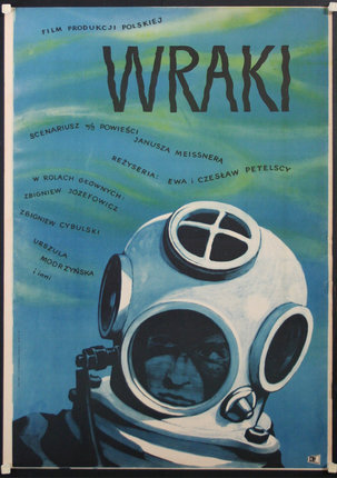 a poster with a person wearing a diving mask