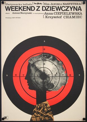 a poster with a head and a target
