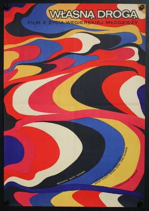 a poster with a colorful pattern