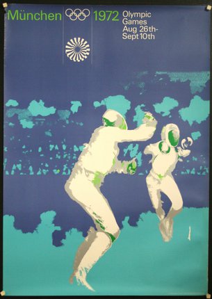 a poster of two men fencing