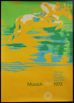 a poster of a horse and rider jumping