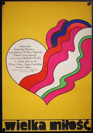 a poster of a heart with colorful lines