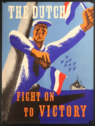a poster of a sailor holding a flag