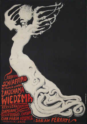 a poster of a woman with a skeleton hand