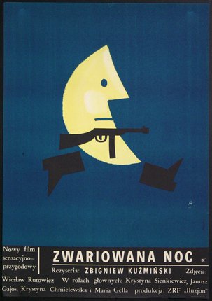 a poster of a moon with a gun