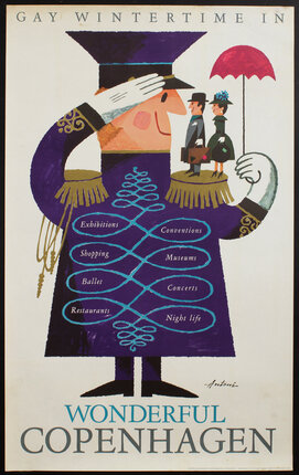 a poster of a man in a purple coat