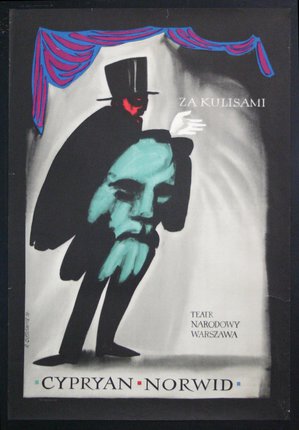 a poster of a man with a hat and a scarf