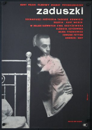 a poster of a man leaning against a bed