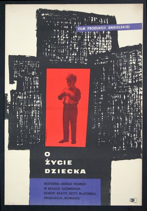 a poster of a boy in a red rectangle