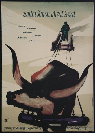 a poster with a bull and a man on it