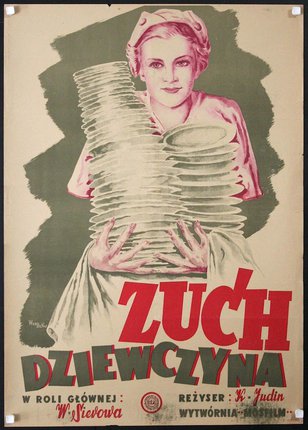 a woman holding a stack of plates