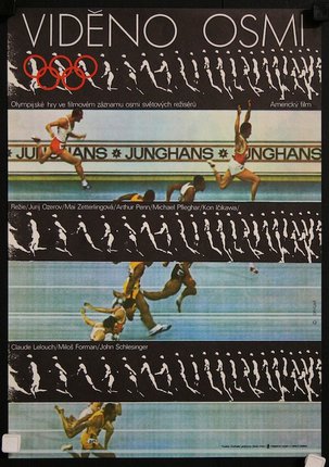 a poster with a group of athletes running