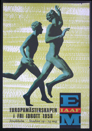a poster of two men running