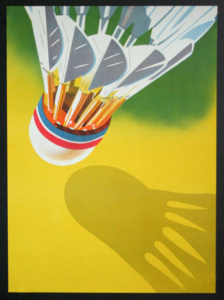 a poster of a shuttlecock
