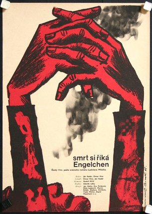 a poster of hands holding a cigarette