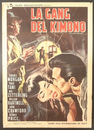 a movie poster with a man holding a gun and a woman kissing
