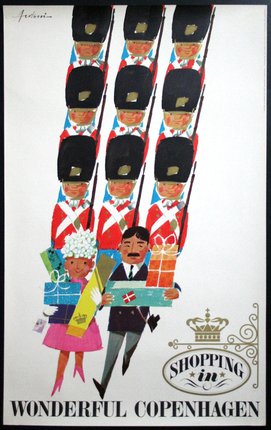 a poster with a group of soldiers carrying presents