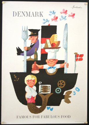 a poster with a group of people on a ship
