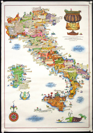 a map of italy with different colored text